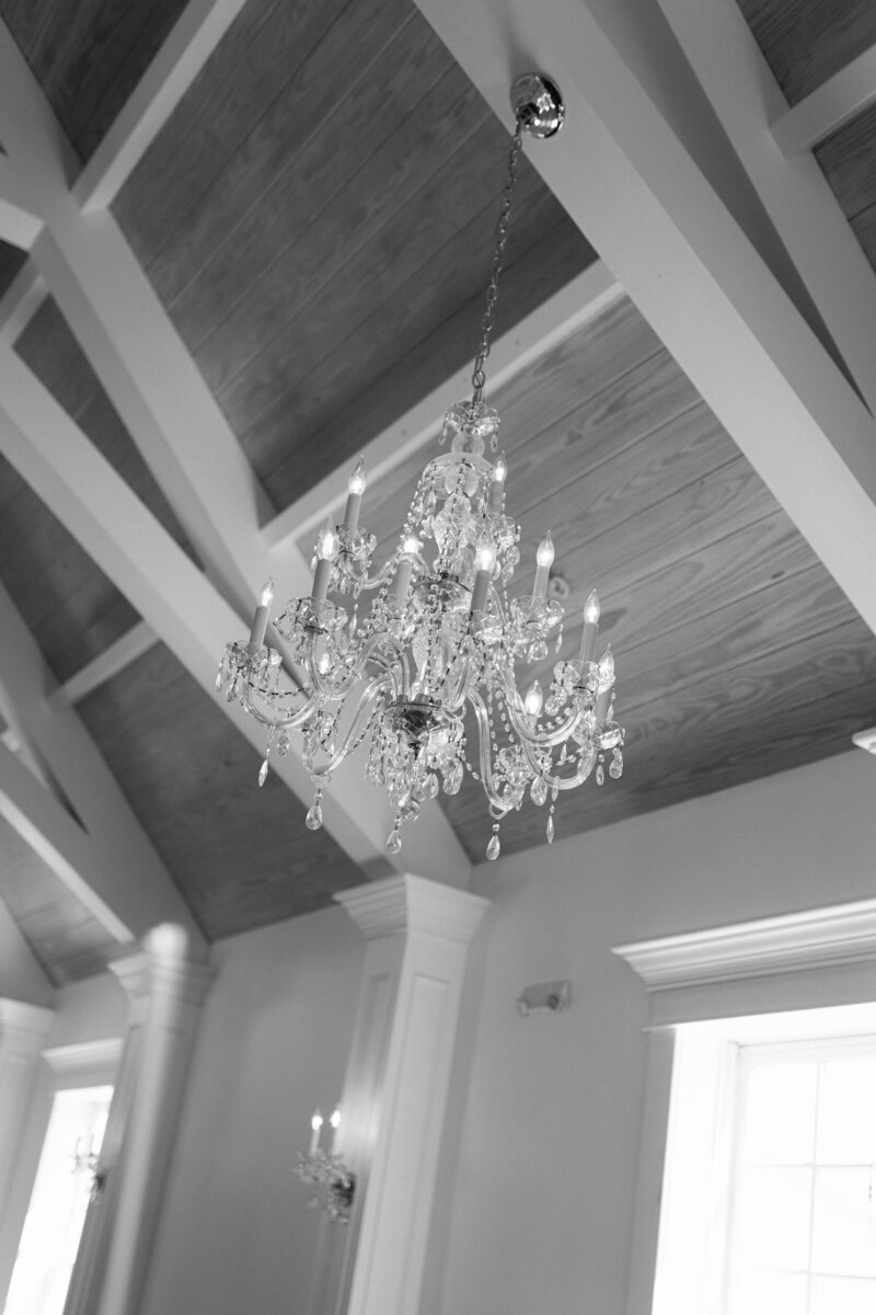 Chandelier hanging above ceremony at The White Room in St. Augustine 