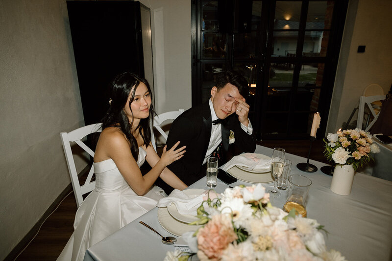 Luxury wedding in Europe – sophisticated bride in a modern wedding gown and groom in a timeless suit.