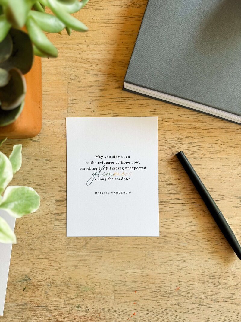 glimmers prose postcard desk