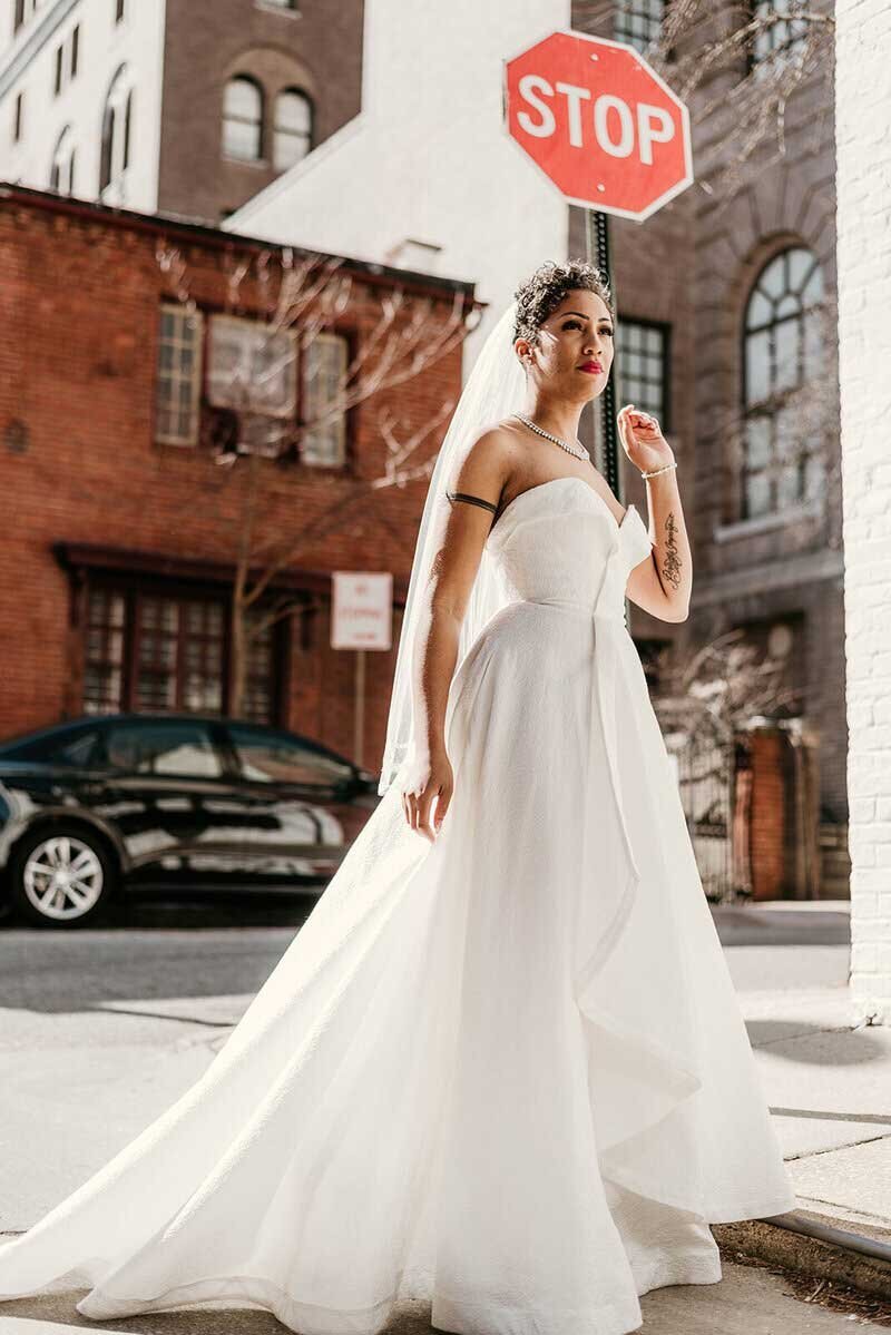 strapless textured wedding dress vintage inspired