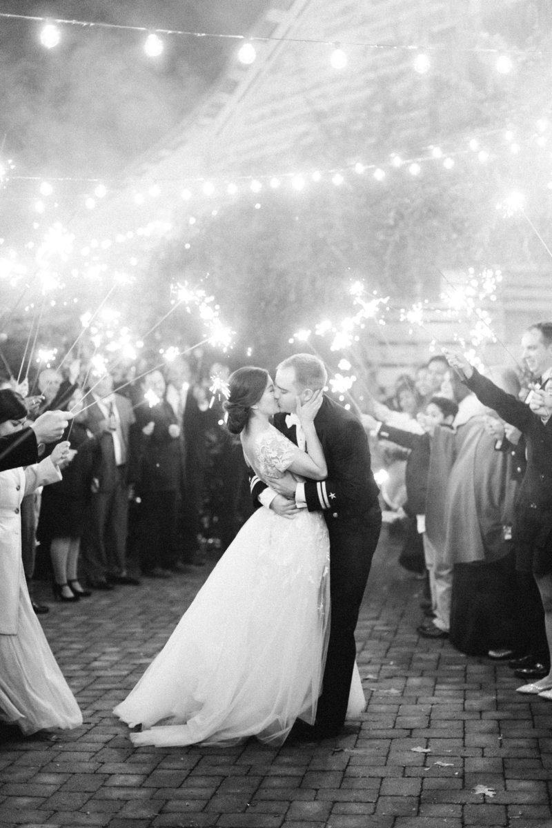 sparkler exit at fearrington barn modern wedding