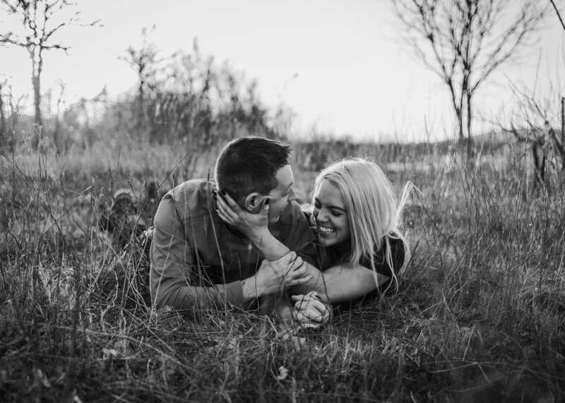 Kyleigh Fulwider and Gabe Torres during their engagement photos at Lake Arcadia in Edmond, Oklahoma.