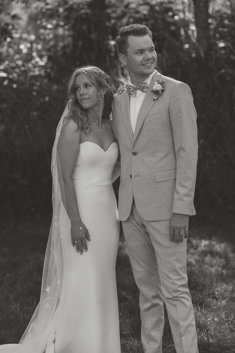 Bride and groom during their wedding portraits in comox by latitude 49 photography
