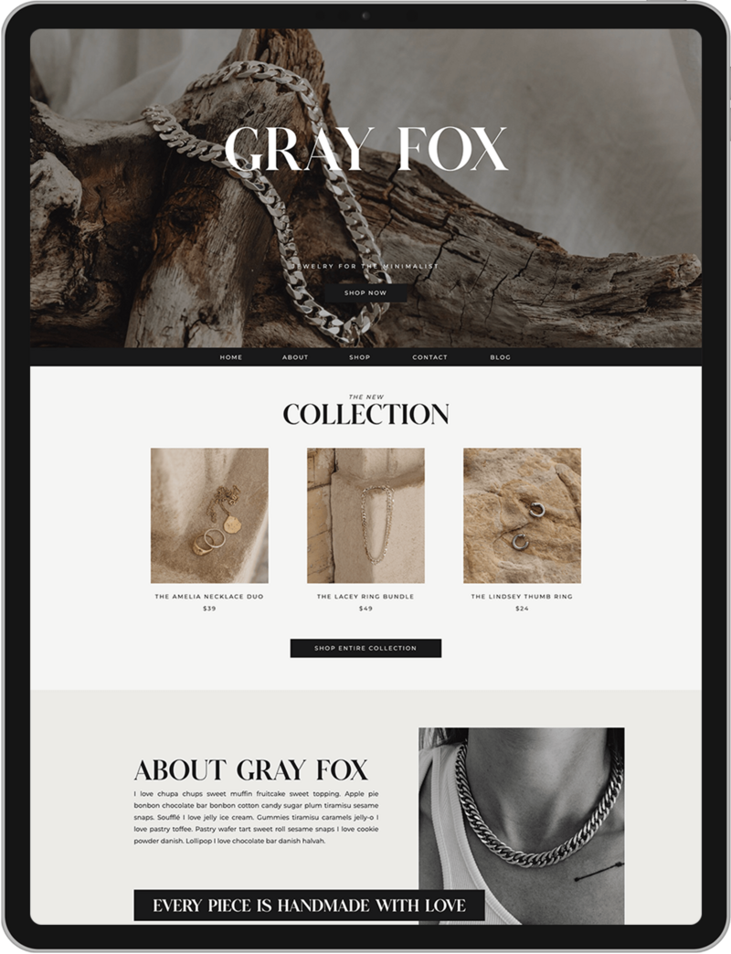 Showit website template for small ecommerce businesses