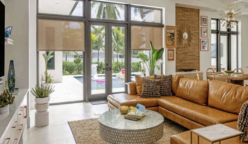 Custom shades in living room