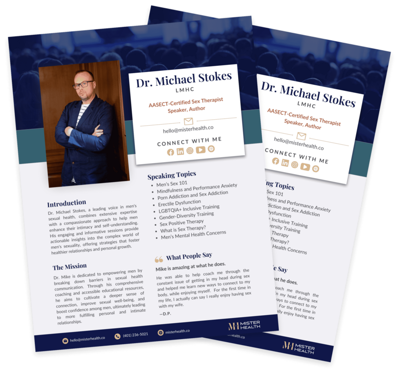 Download Dr. Mike's speaking kit and bring his sex-positive content to your audience.