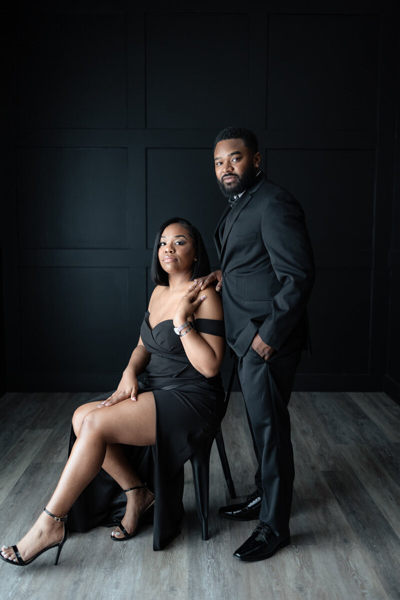 Black couple poses for engagement session in Jacksonville, FL
