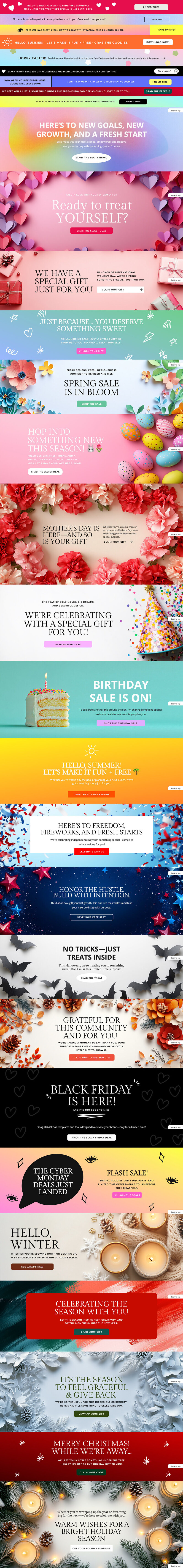 Desktop preview of the Eleanor Sales Page Showit template, designed for selling products, courses, or services with a clean and conversion-focused layout.