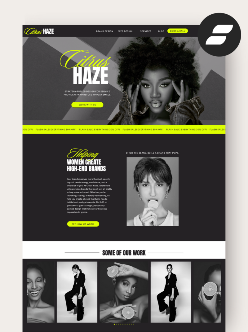 black and white, 1920s and 50s inspired website template for online coaches and mentors