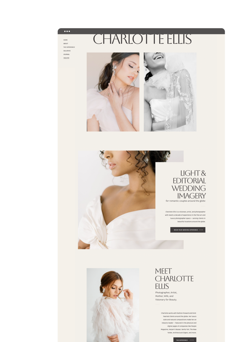 Easy-to-customize Showit website templates for photographers and creatives, designed to showcase your work and convert visitors into clients.