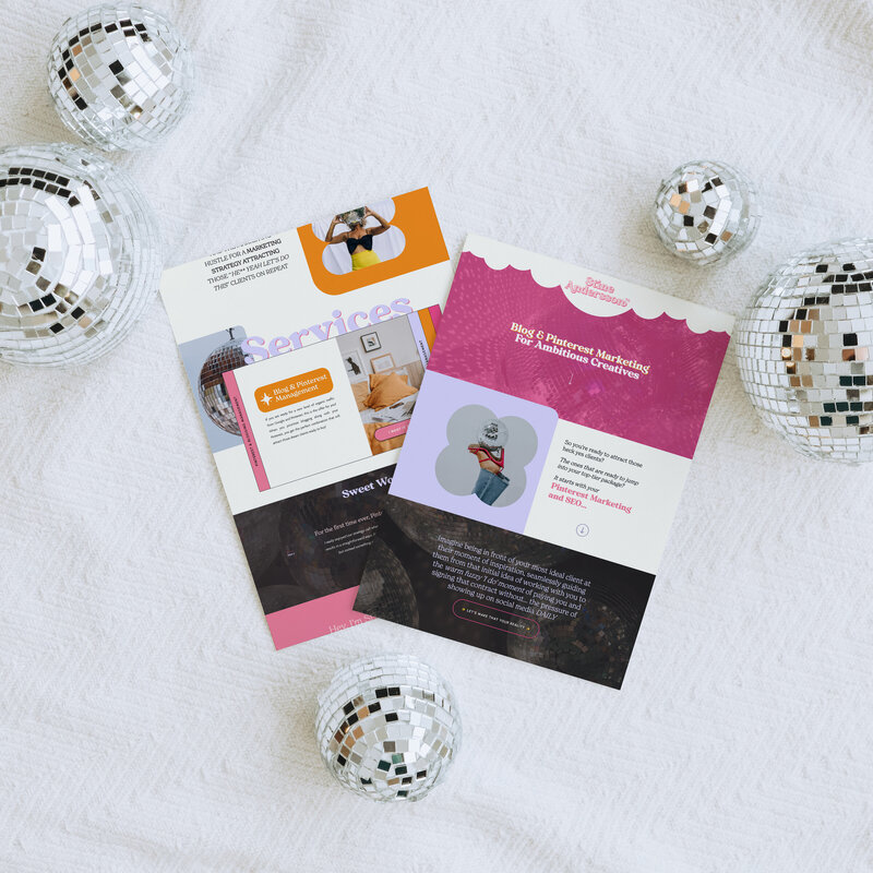 A poster depicting an elopement photographer website homepage resting on a deep sienna colored leather couch