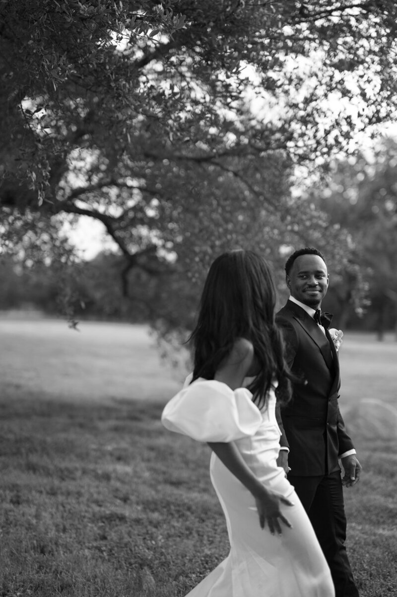bride and groom during sunset portraits at Commodore Perry Estate Auberge Resort 