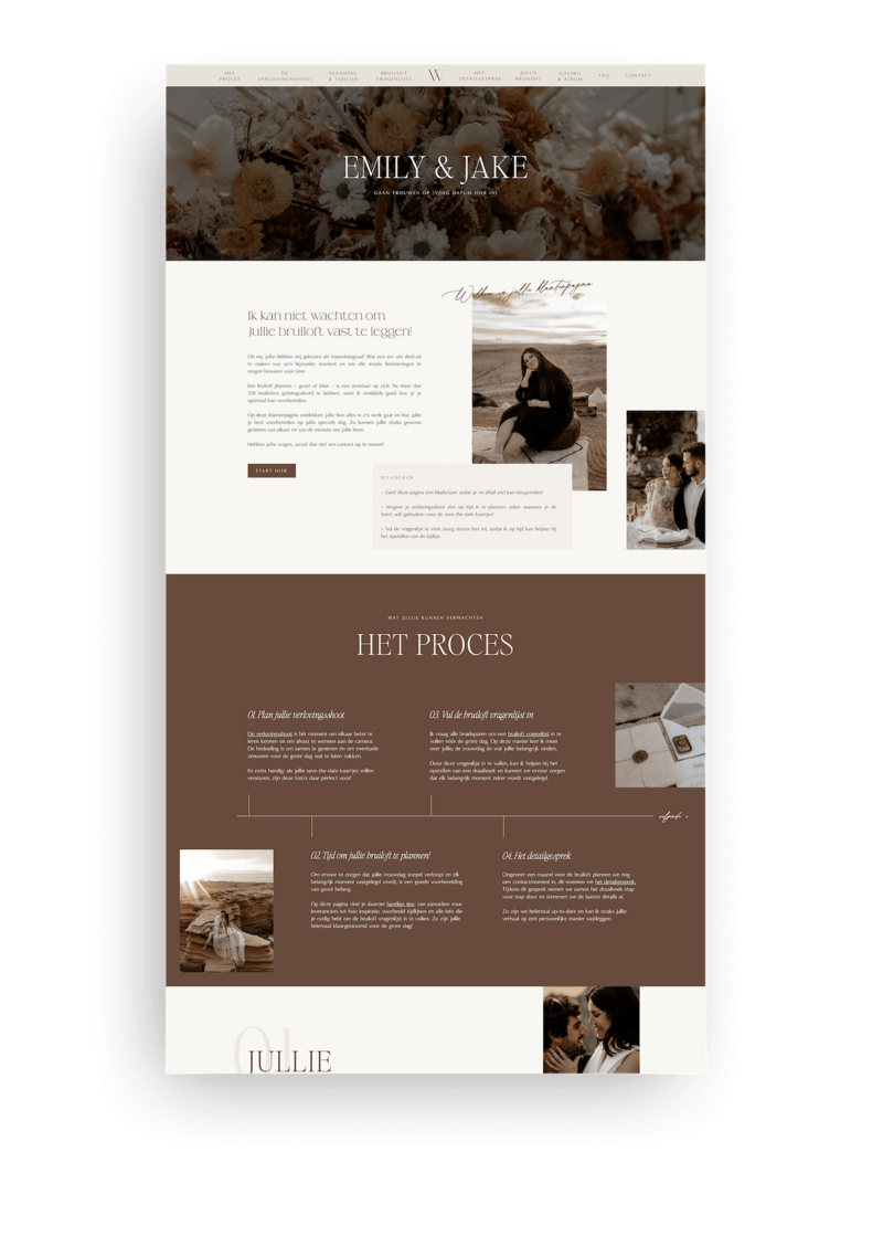 Showit Klantenpagina voor trouwfotografen