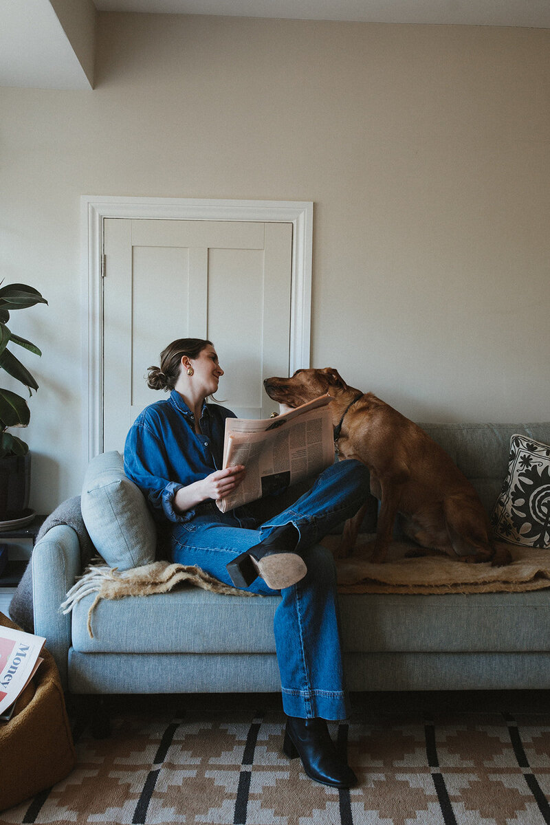 Business coach and copywriter takes time out with her dog at home in Oxfordshire
