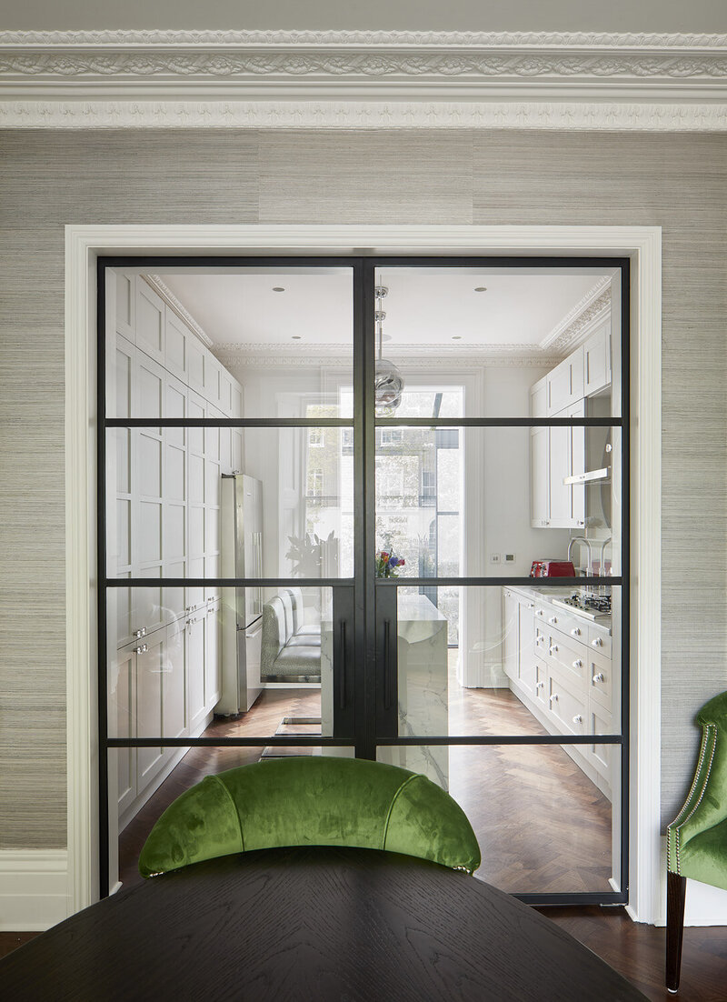 Kitchen dining with crittal sliding double door