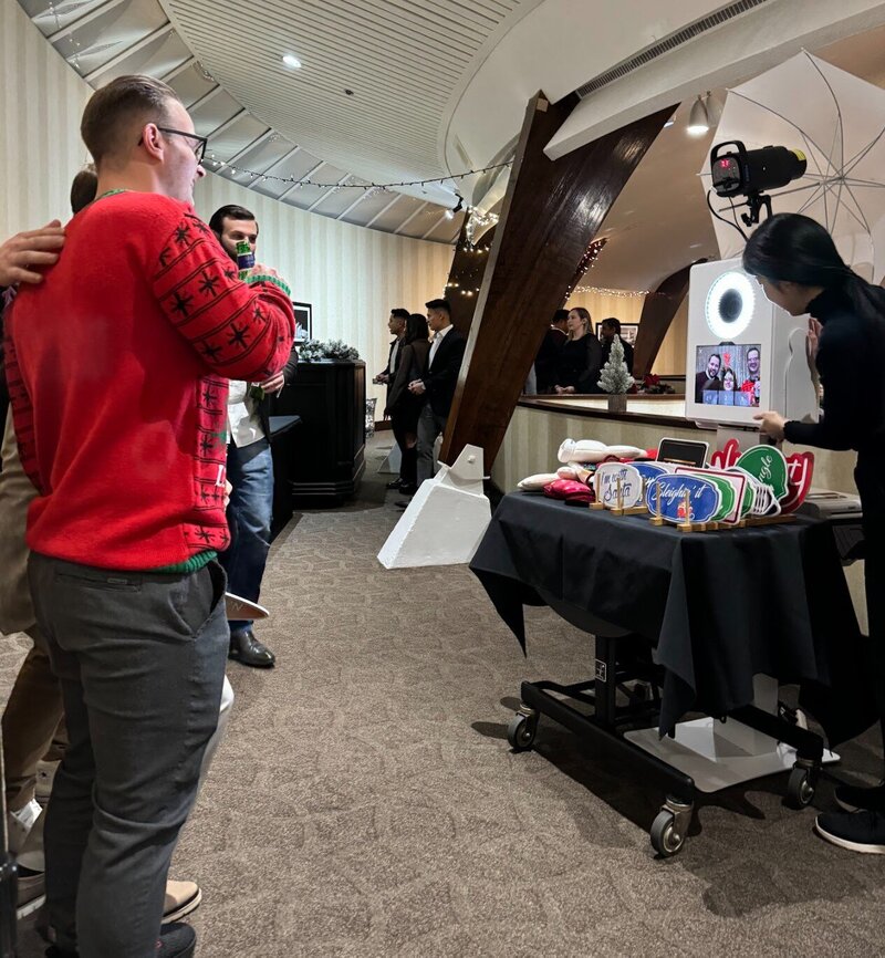 Holiday photo booth set up at christmas party in Vancouver, BC