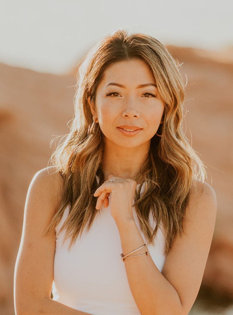 Young woman portrait, Julie Tran posing in a serene naturally illuminated image