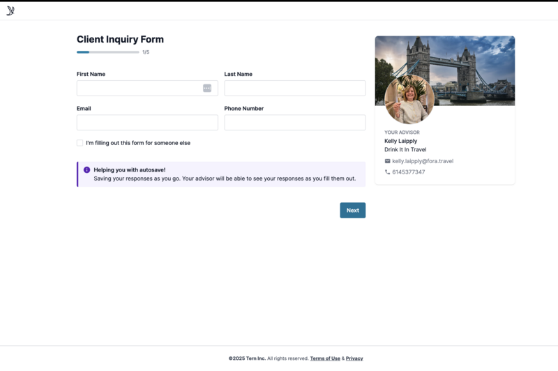 Contact Form for Travel Advisory Services