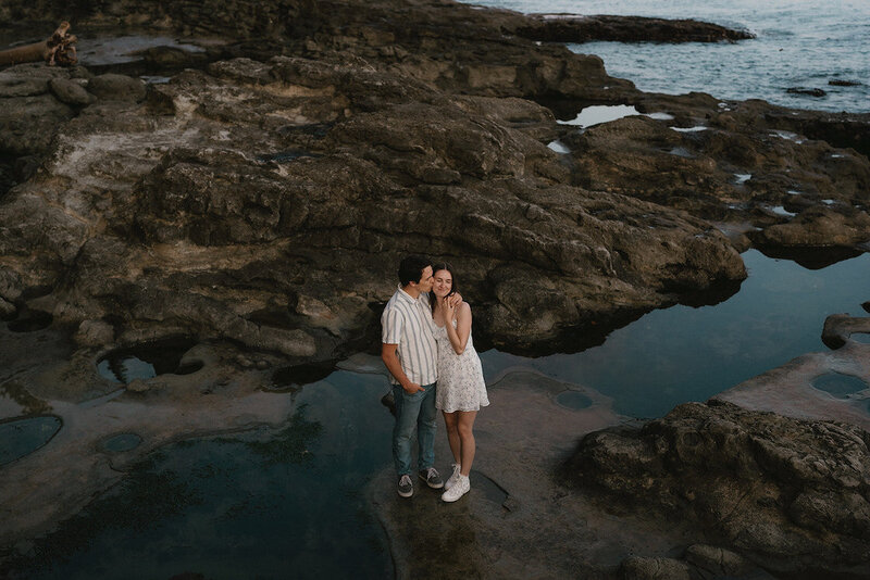 Couple at Botanical beach for engagement pictures