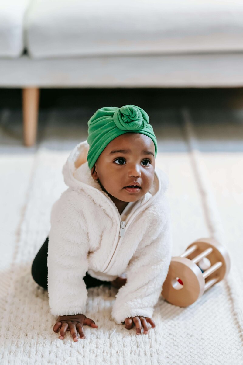 Baby crawling on the floor