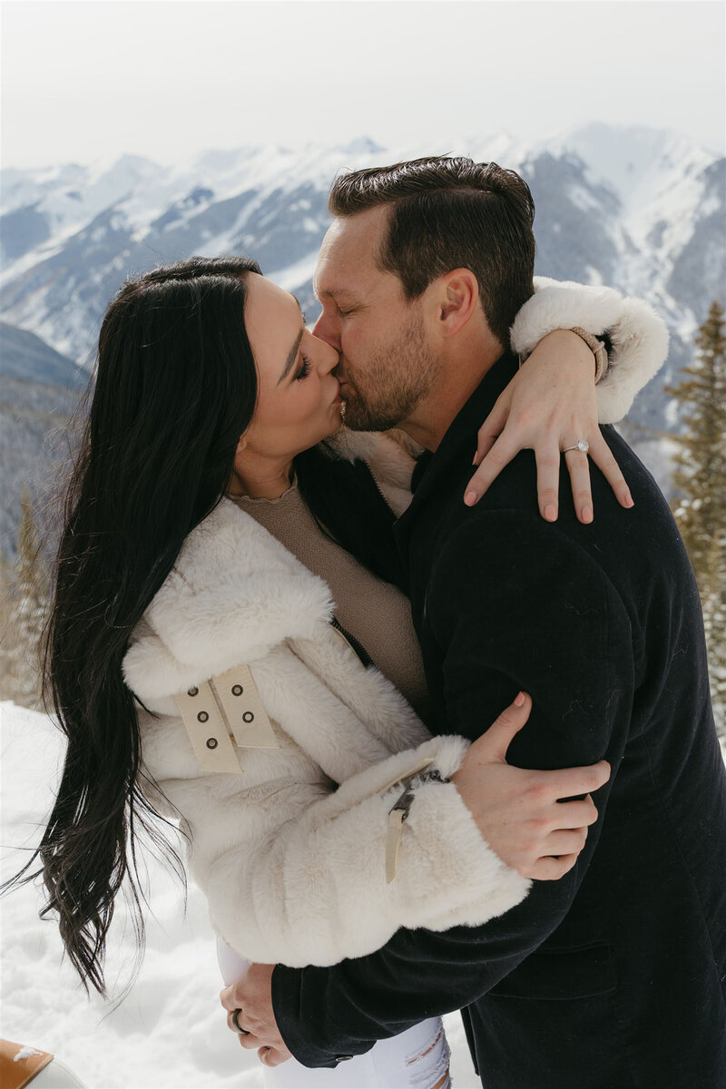 Aspen winter engagement photography on Ajax Mountain