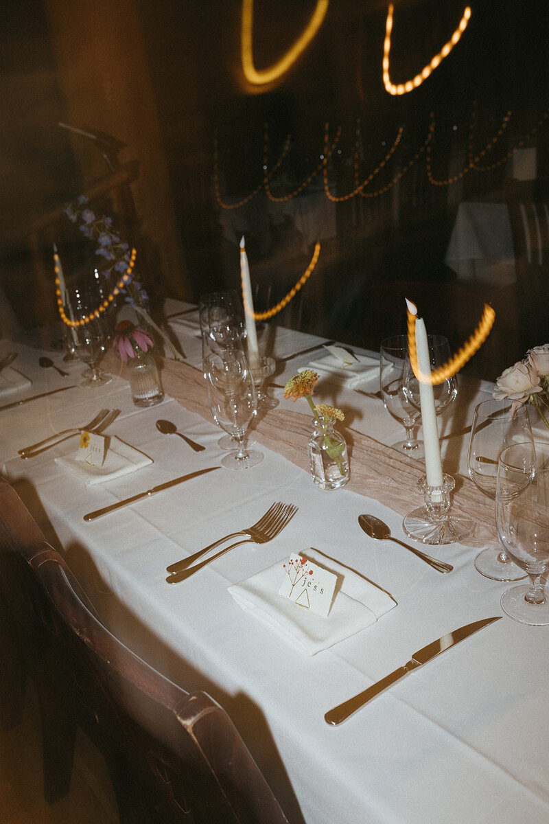 Wedding reception table set up captured by BC photographer