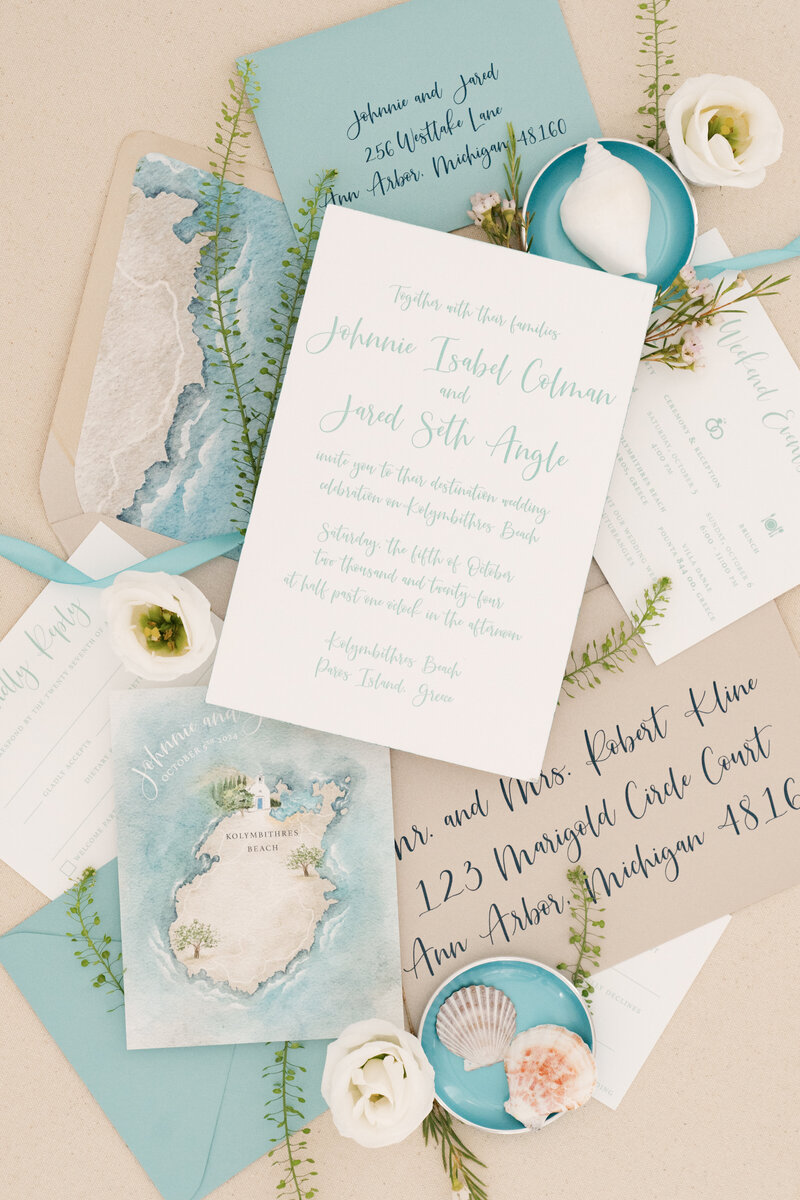 Traverse City Pocket beach theme wedding  invitation