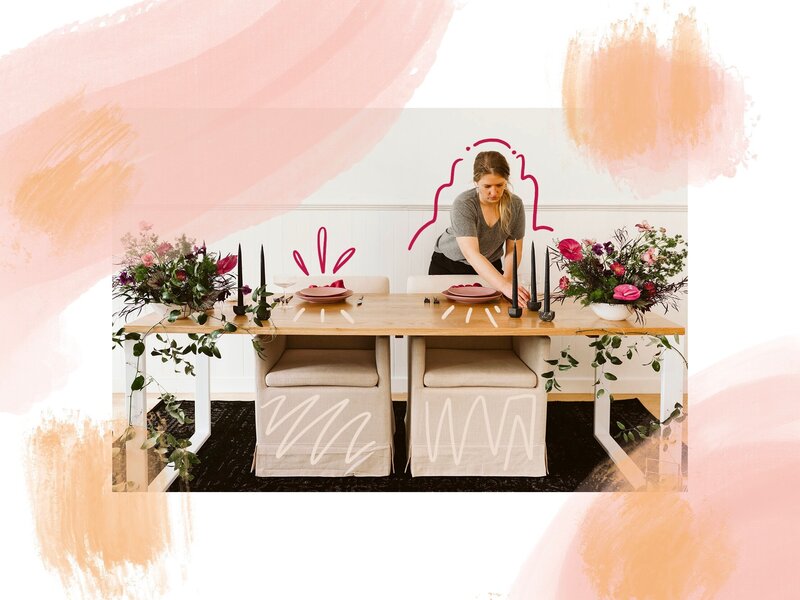woman designing table