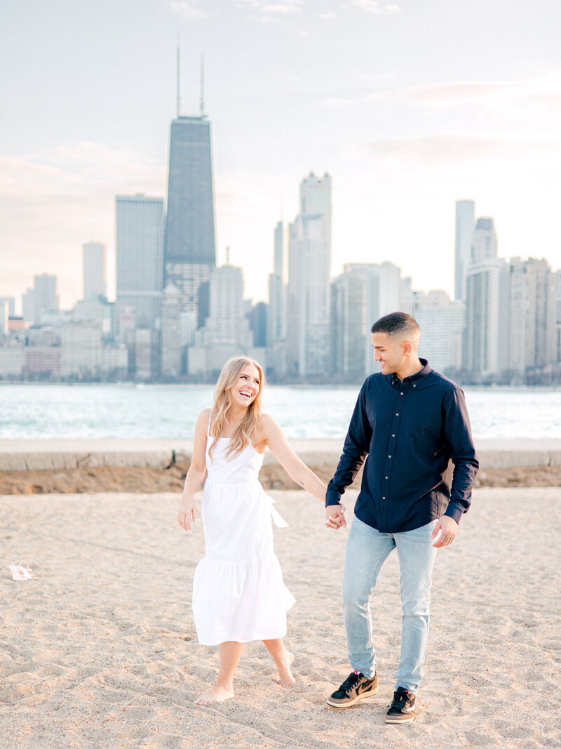 Chicago Proposal Photographer captures north avenuue beach engagement photos