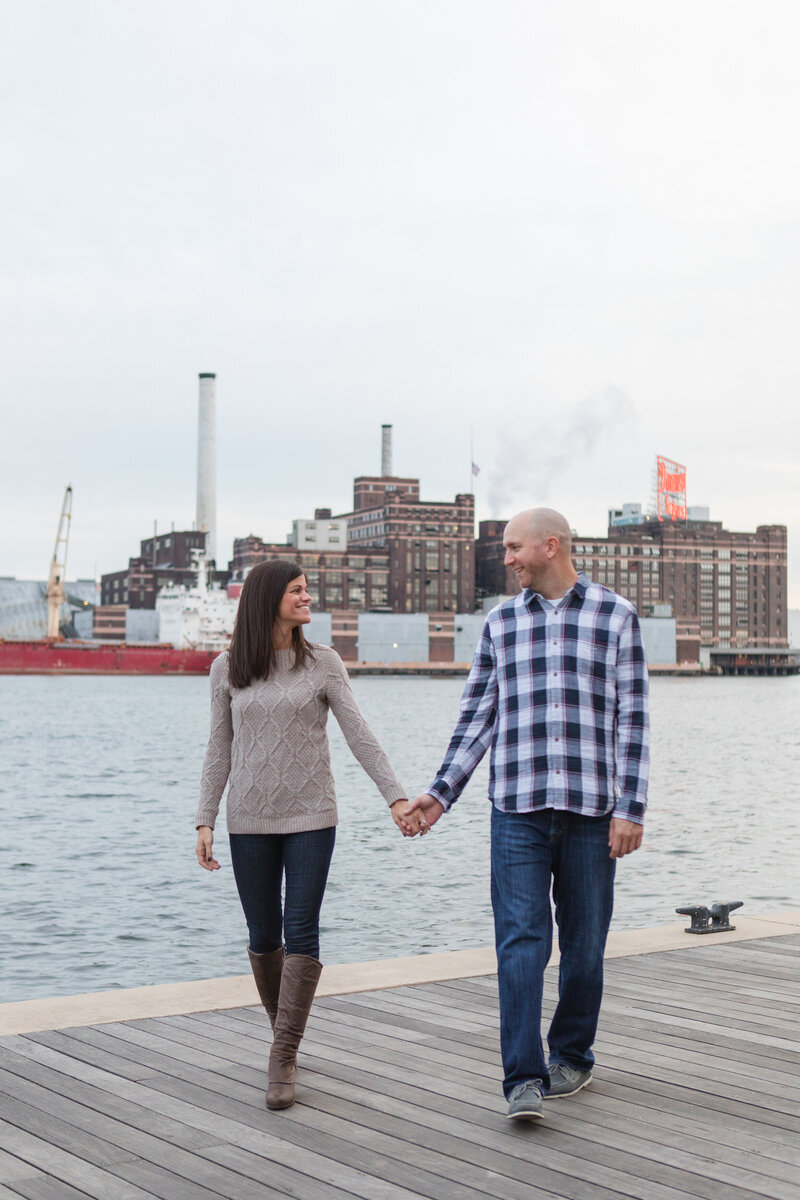 Fells Point Baltimore, Maryland engagement photos with Dominos sugar sign by Christa Rae Photography