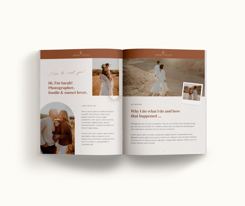Boho pricing guide template for photographers Moon Valley 4
