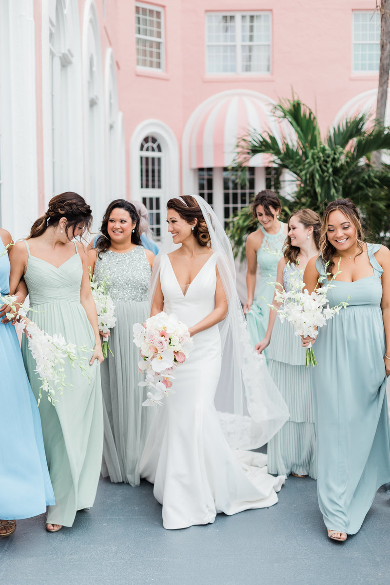 bride and bridesmaids at destination wedding at don cesar hotel in st petersburg florida by costola photography