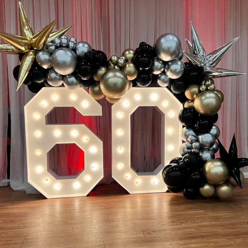 60th birthday party black and gold classic balloons