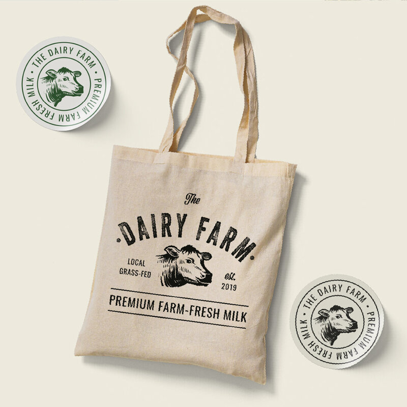 tote bag with logo and sticker designs