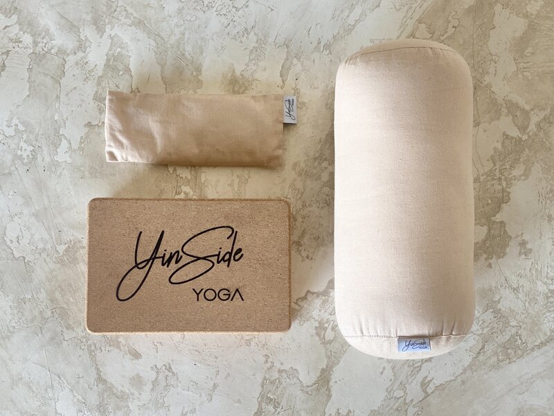 Cork Block, Eye Pillow and Mini Yoga Bolster -Yoga Props and Accessories wholesale and yoga studio collection - YinSide Yoga Bali sustainable yoga props 