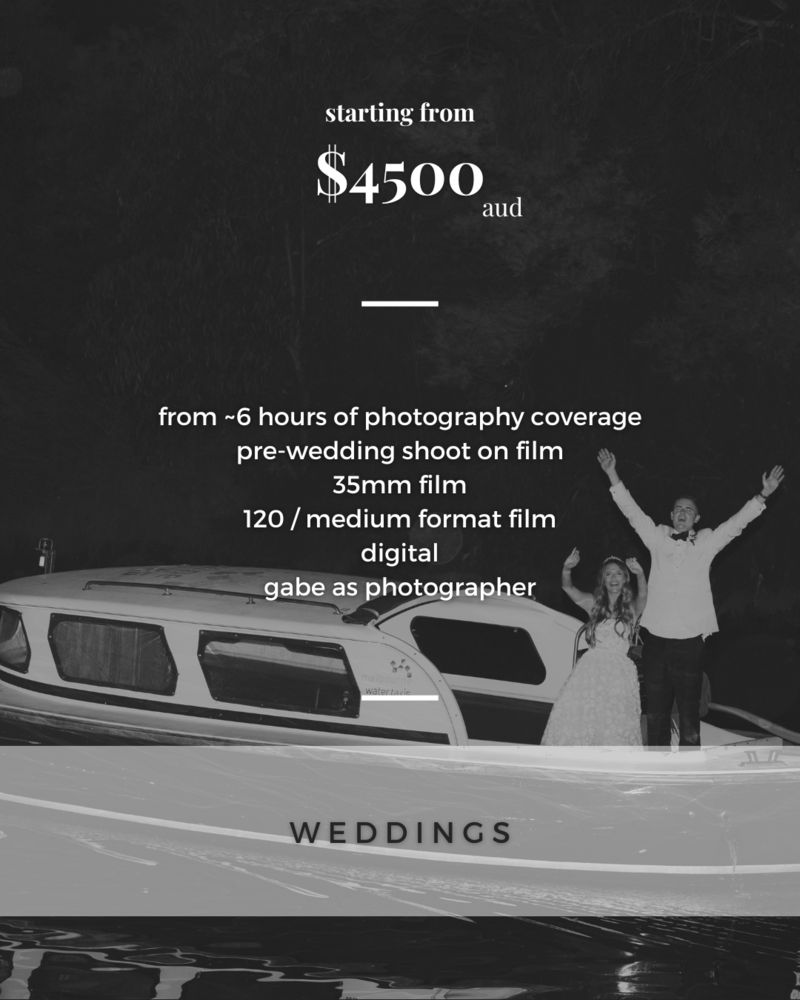weddings on 35mm film and 120 / medium format film prices 