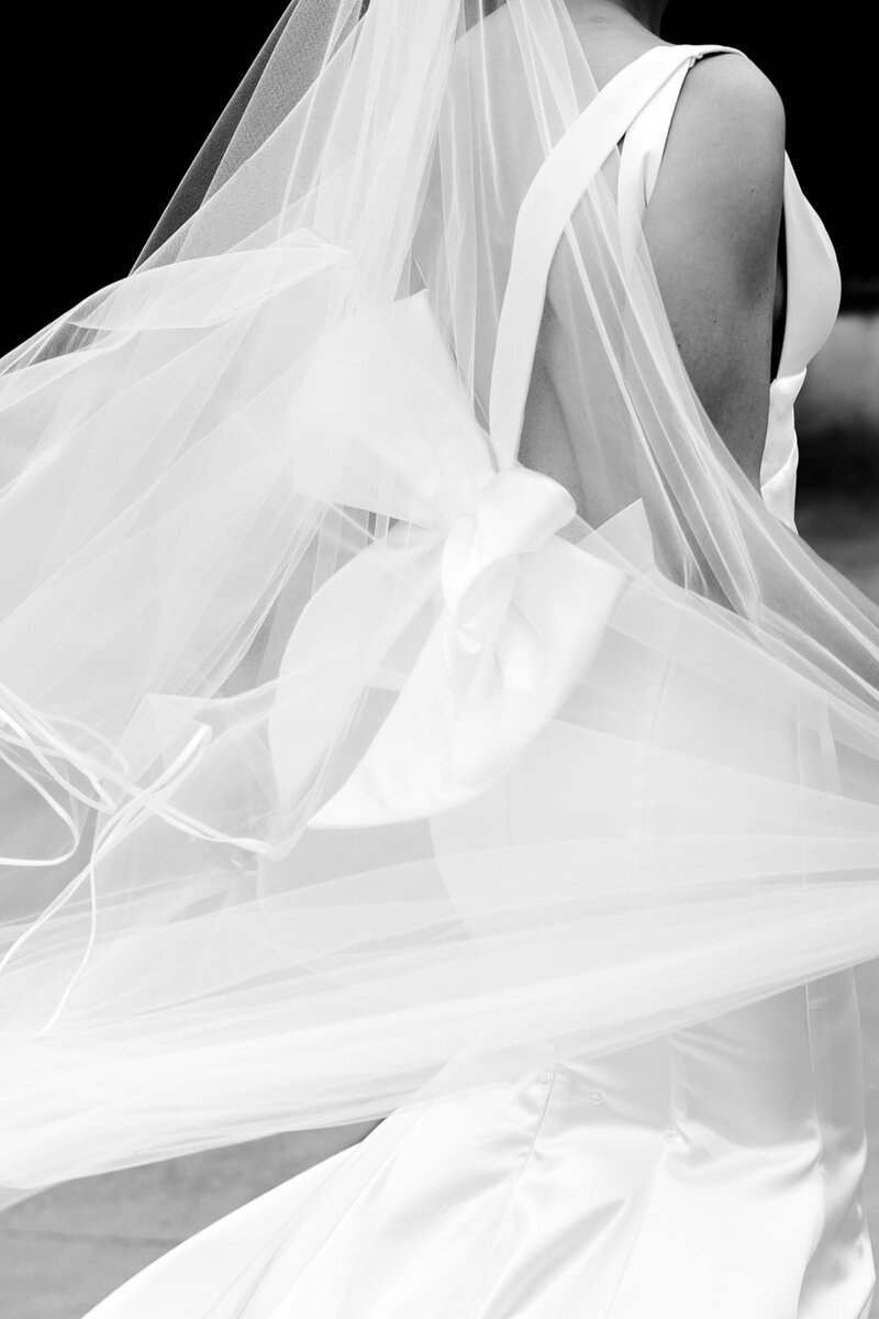 bride dress blowing in the wind captured by Ohio wedding Photographer