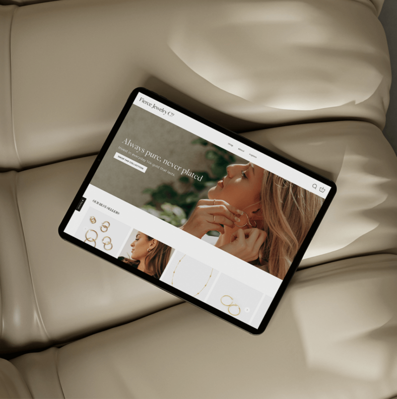 Photo of the Fierce Jewelry Co mocked up on a tablet