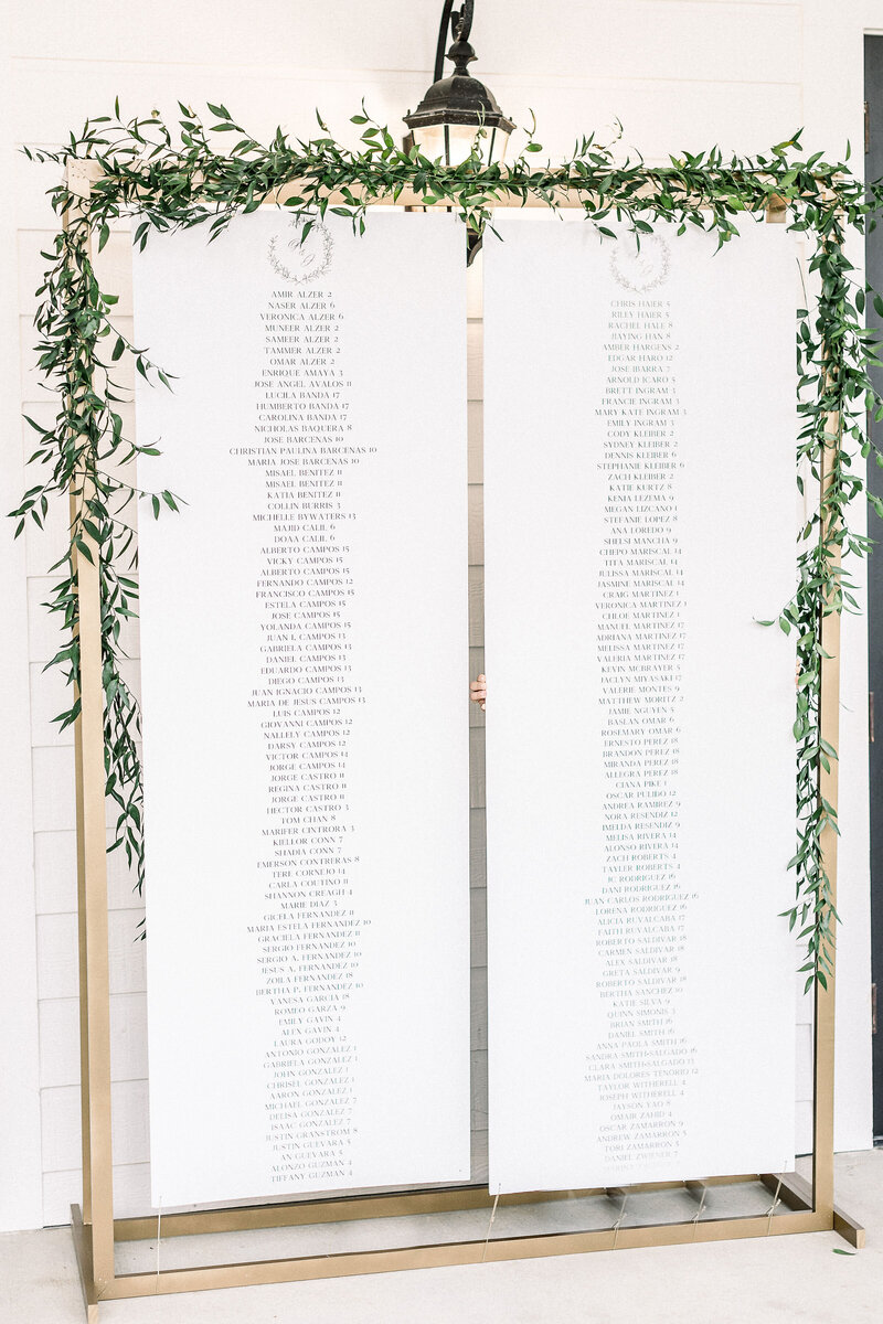 hanging seating chart signage