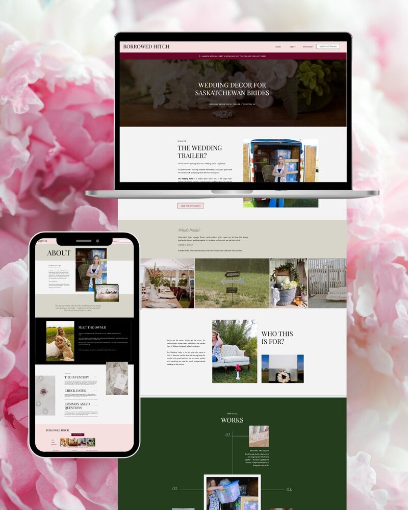 borrowed hitch website design mockup