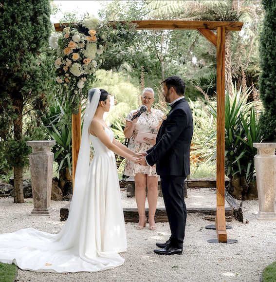 Romantic vineyard wedding in West Auckland with celebrant