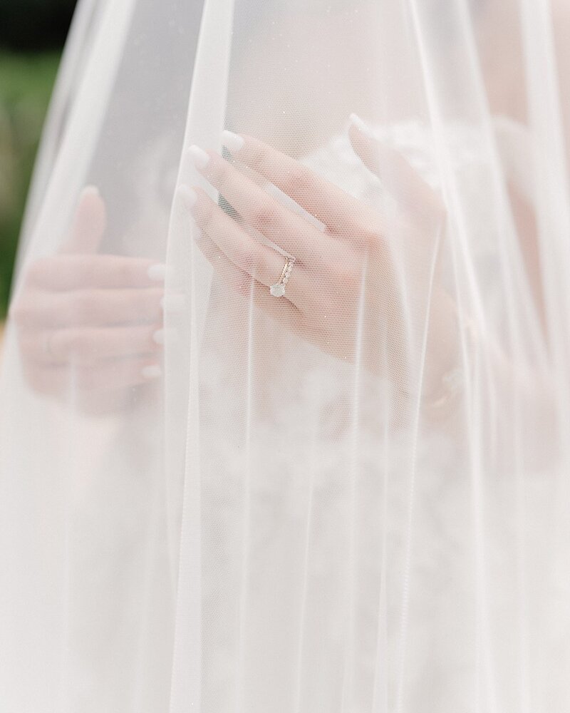 Bride and groom walk up memorial steps at their DC wedding