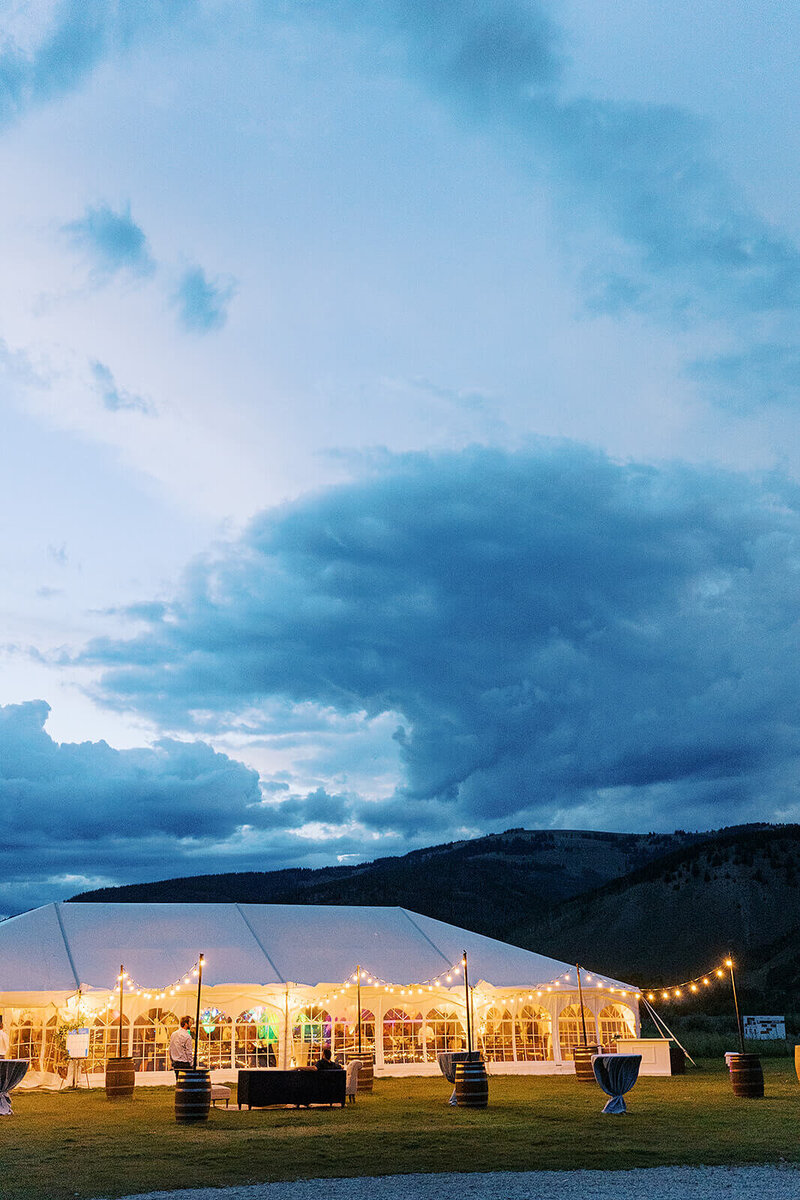 Tent at twilight_camp hale wedding