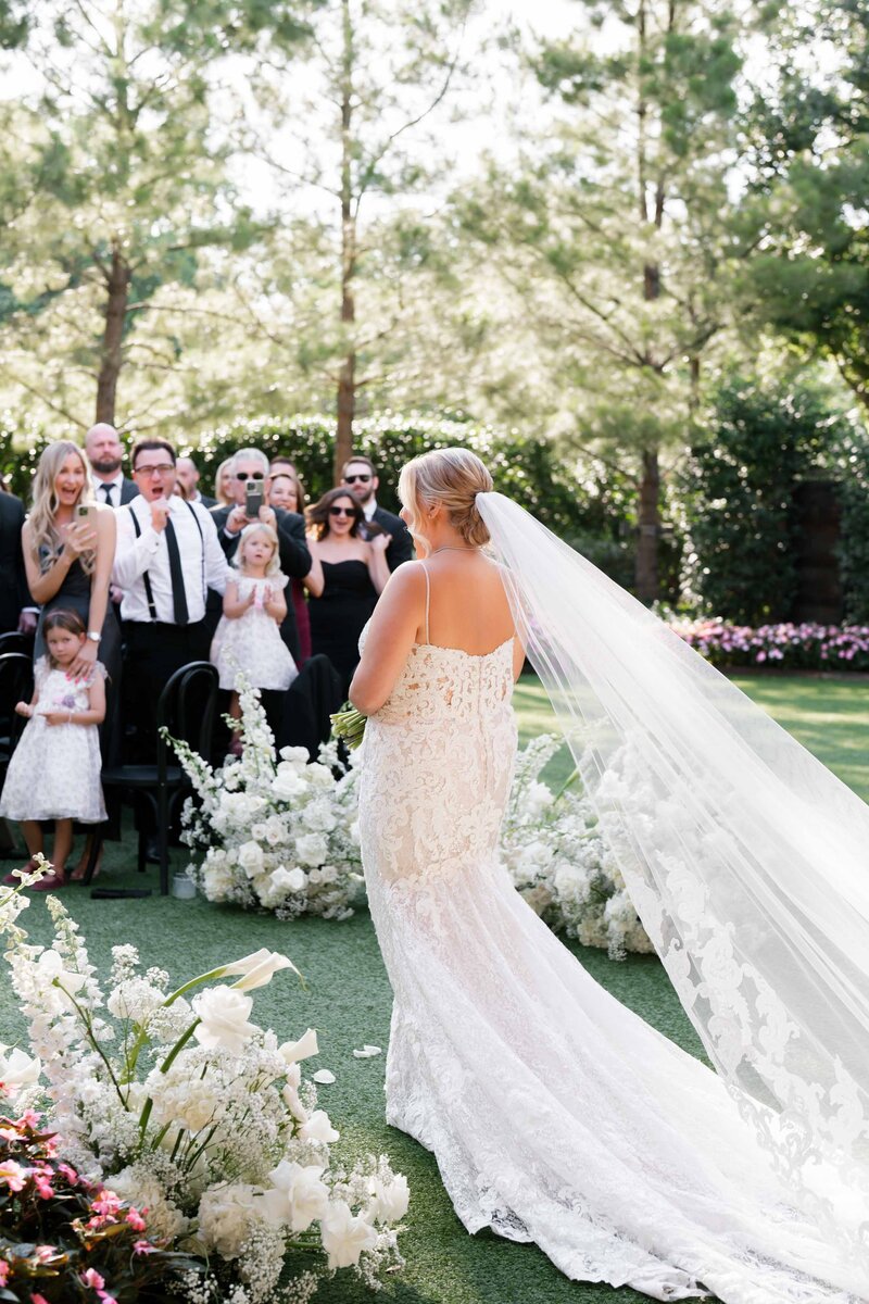 A bride walking down the aisle