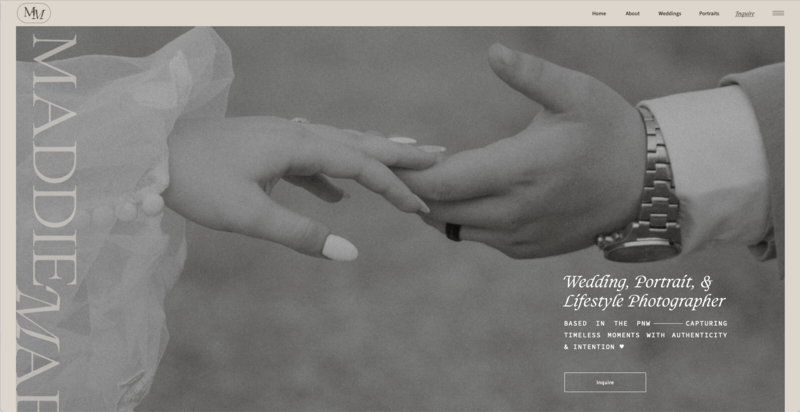 luxury branding and website design​ for a wedding photographer's website by Palme Design Co