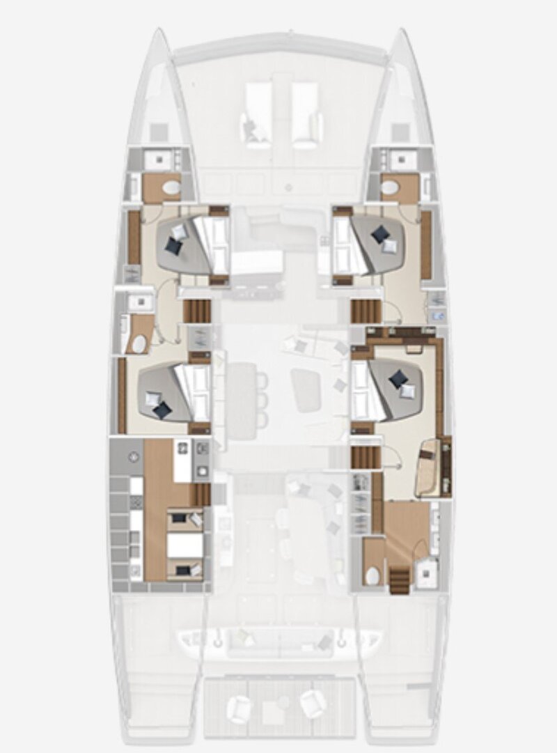 Lagoon sixty7 - lateral galley 4 cabins