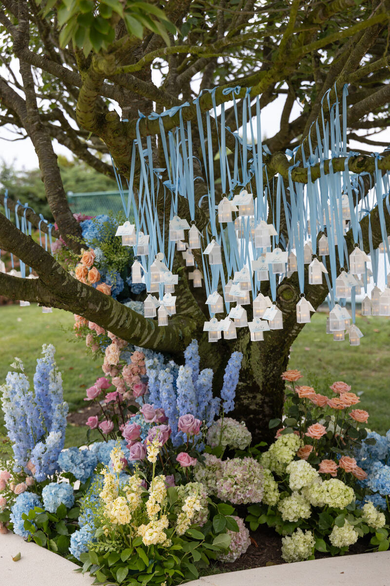 Whimsical Hydrangea Tree Escort Lanterns by @wedluxecreative for @brucerussellevents 6