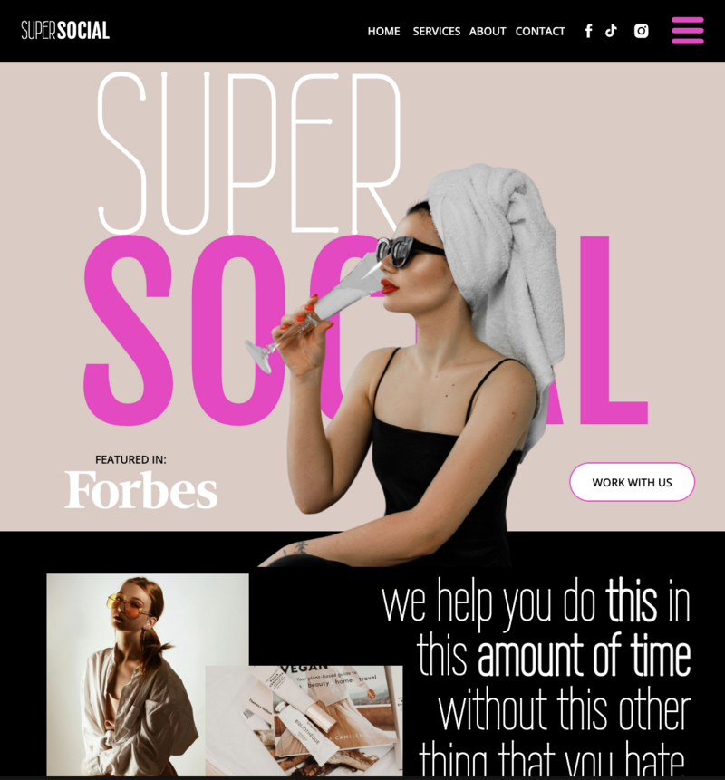 website mock-up for social media management agency