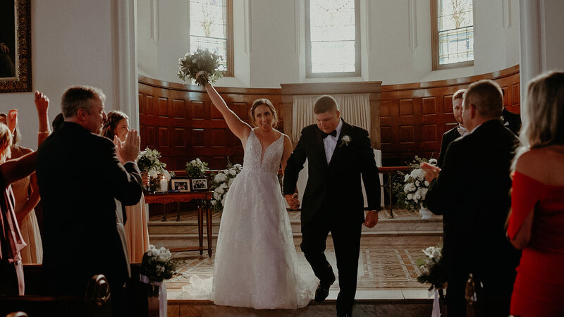 bride and groom get married