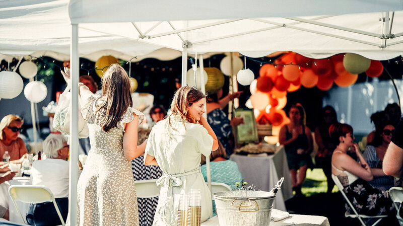 Two women at a festival event